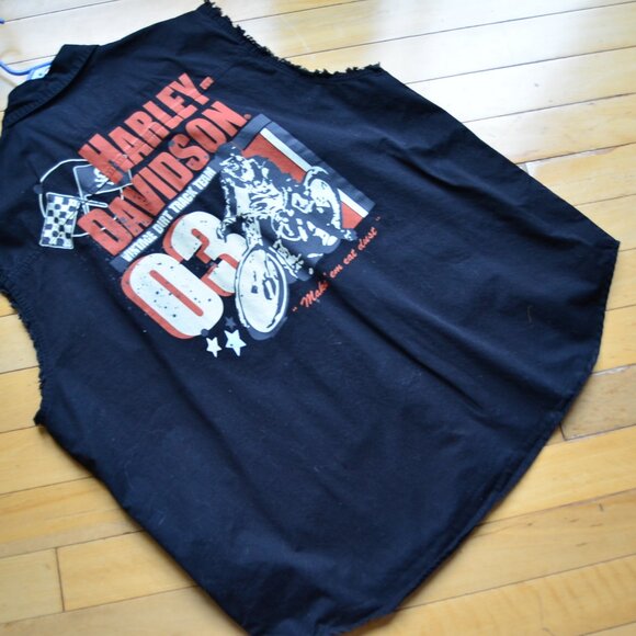 Harley-Davidson Men's Black Full Button Up Motorcycle Vest Size XXL Dirt Track - Picture 10 of 12
